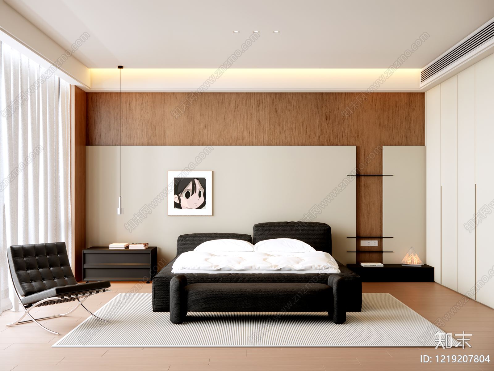 极简主卧3D模型下载【ID:1219207804】