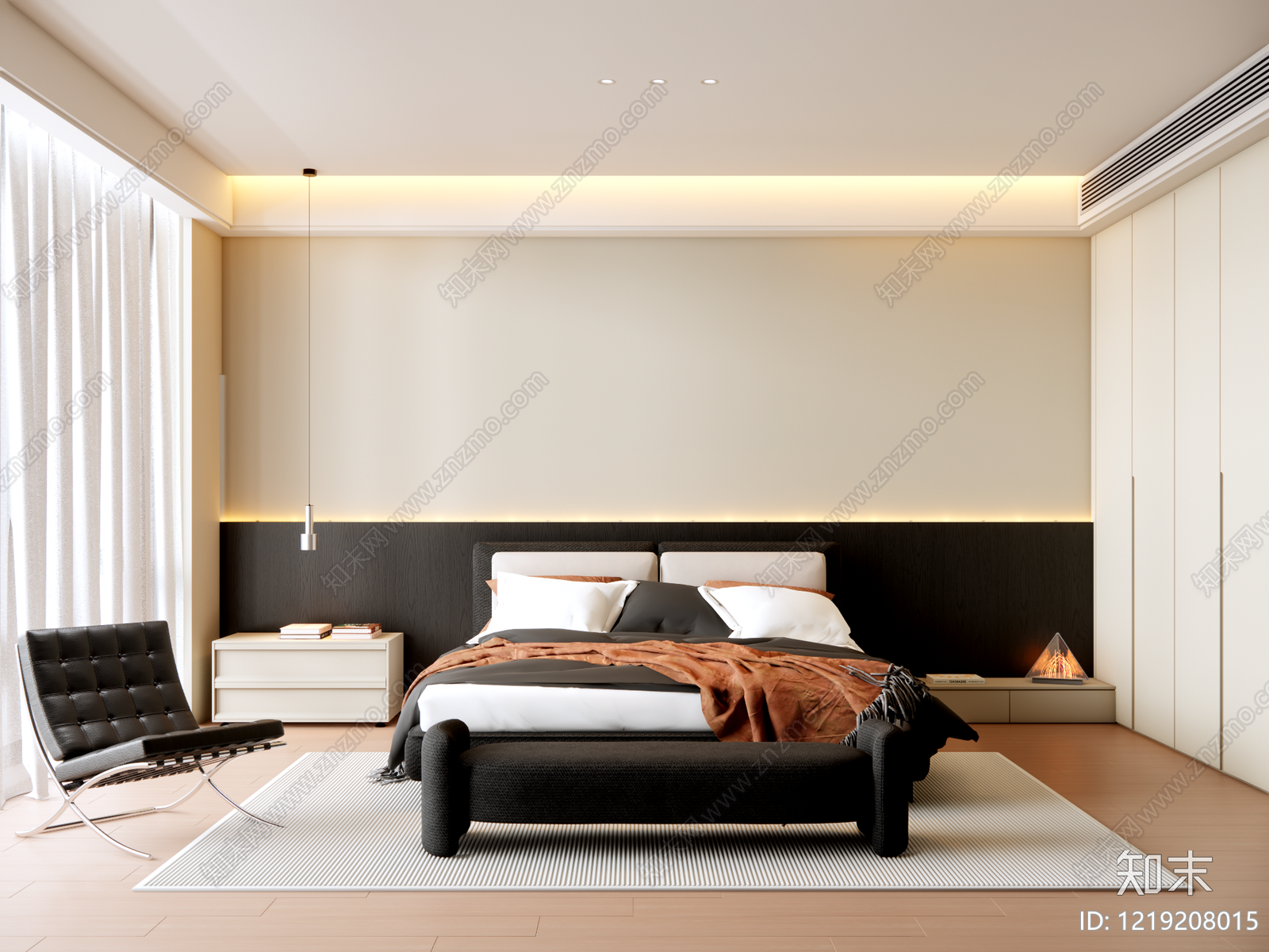 极简家居卧室3D模型下载【ID:1219208015】