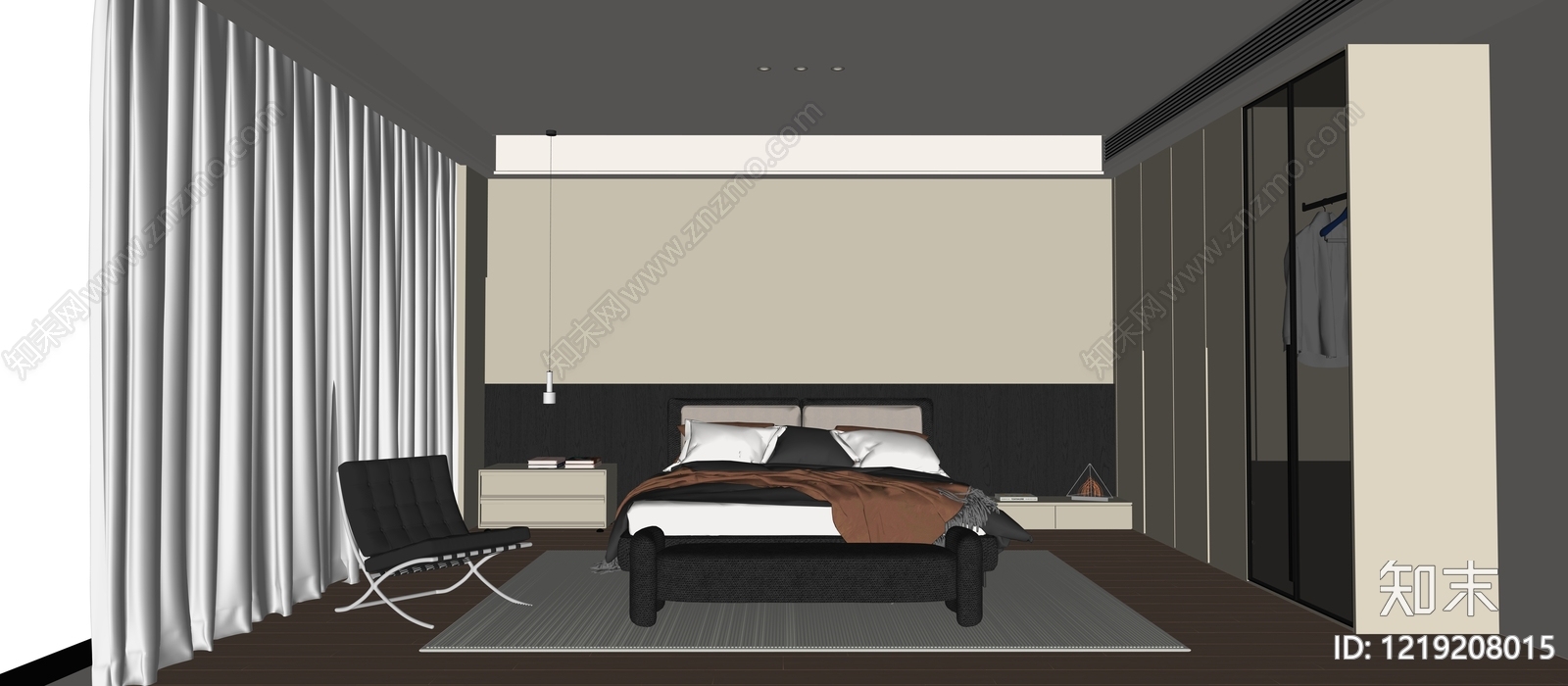 极简家居卧室3D模型下载【ID:1219208015】