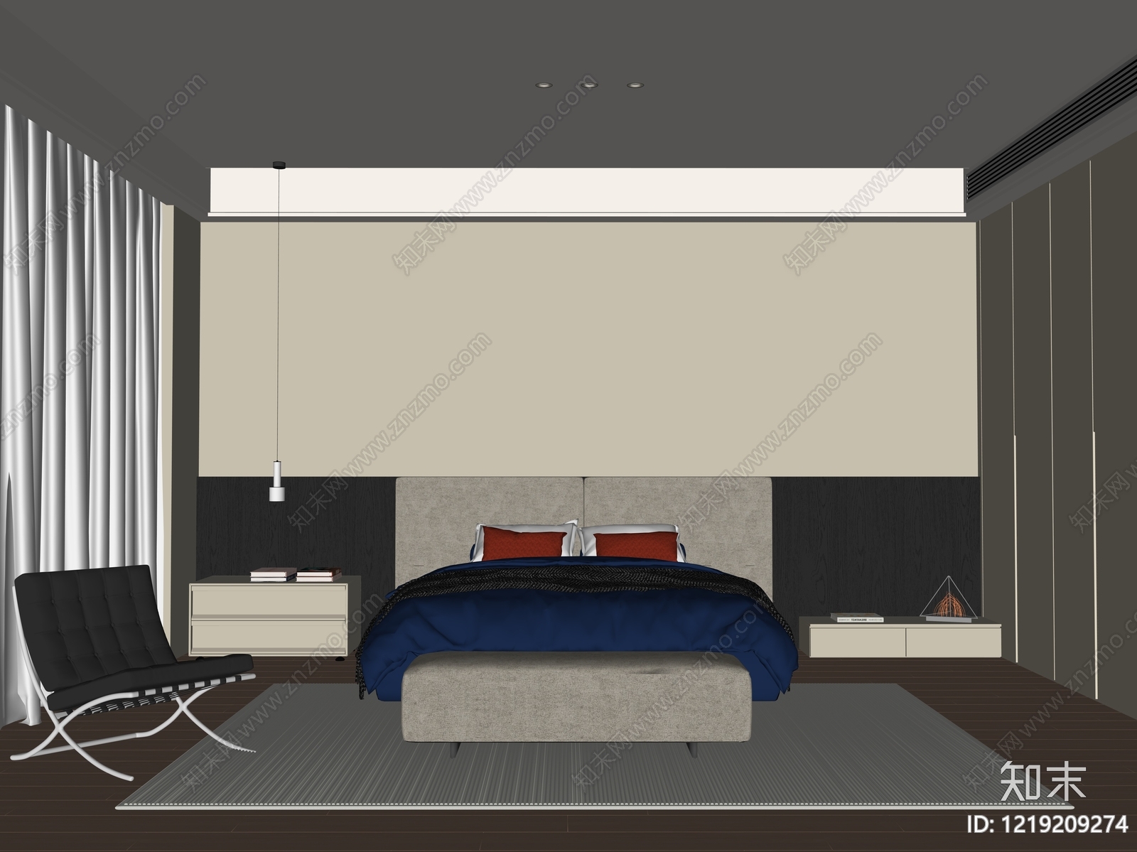 极简家居卧室3D模型下载【ID:1219209274】
