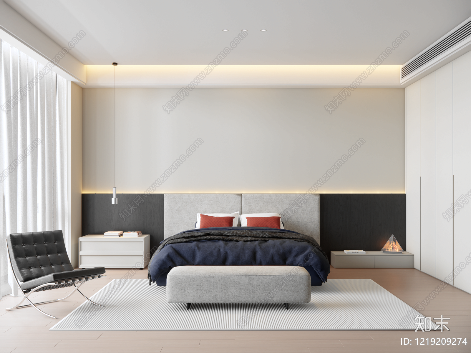 极简家居卧室3D模型下载【ID:1219209274】