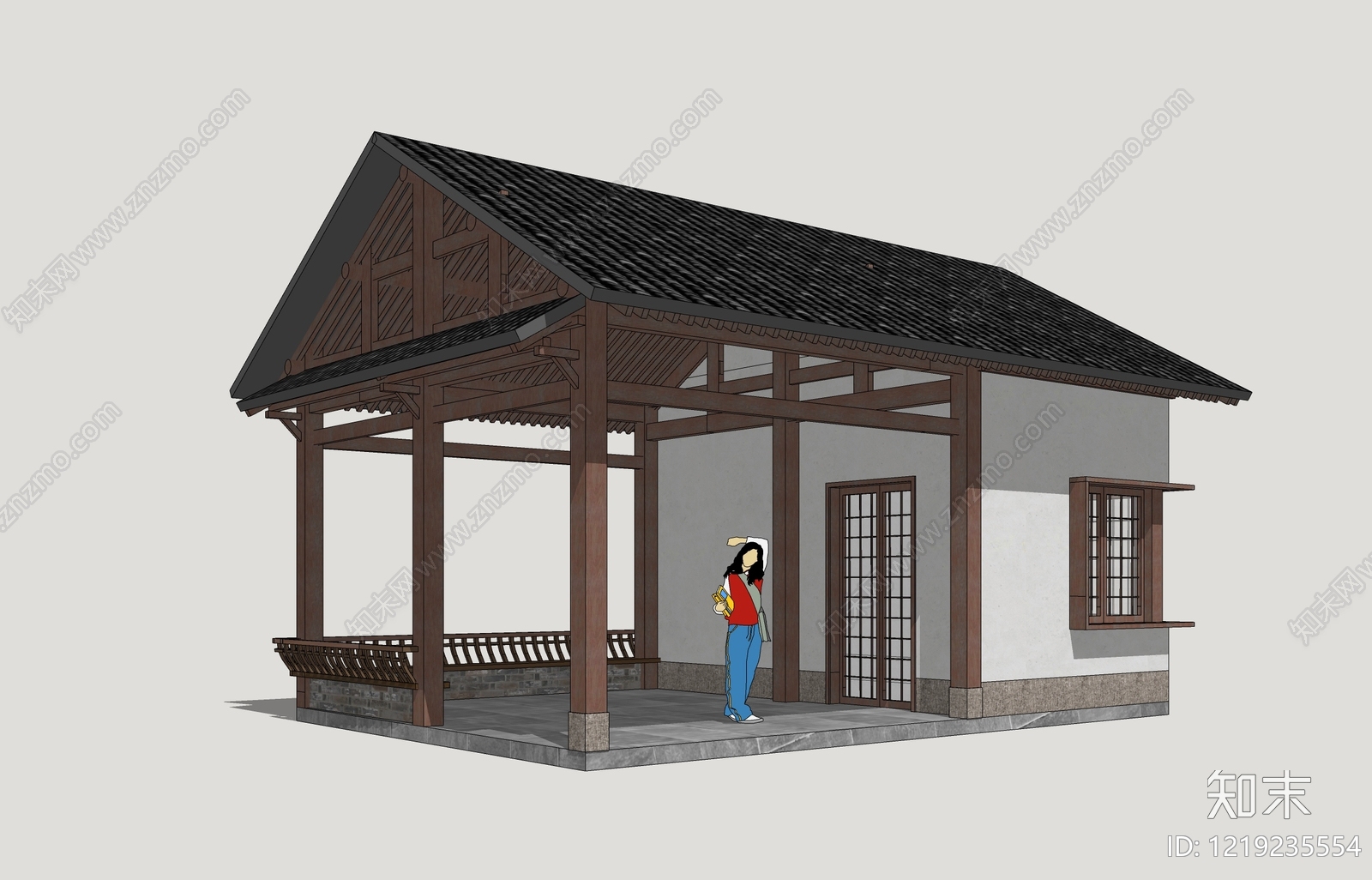 新中式乡村民房SU模型下载【ID:1219235554】