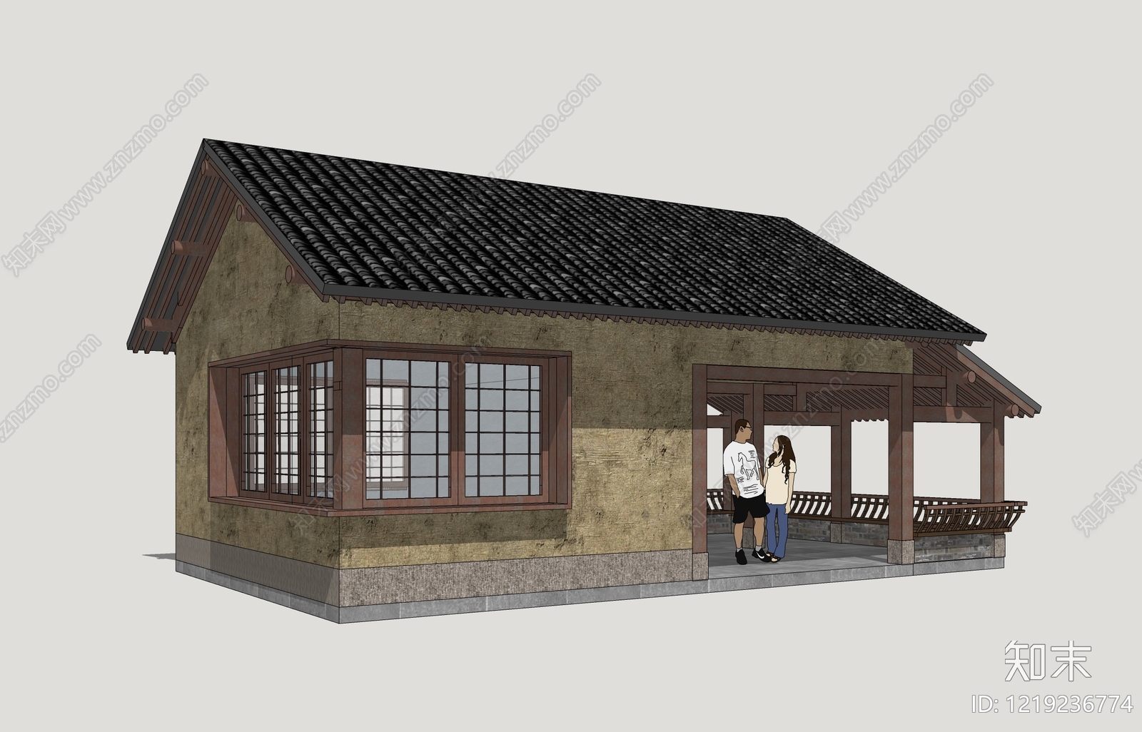 新中式乡村民房SU模型下载【ID:1219236774】