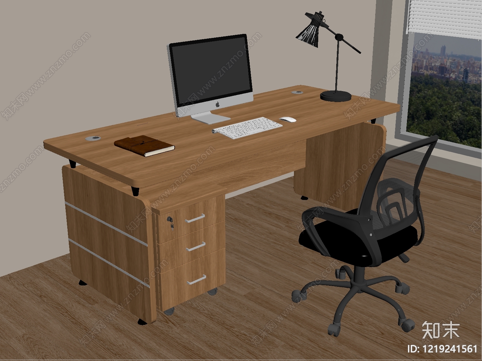 现代简约办公桌SU模型下载【ID:1219241561】