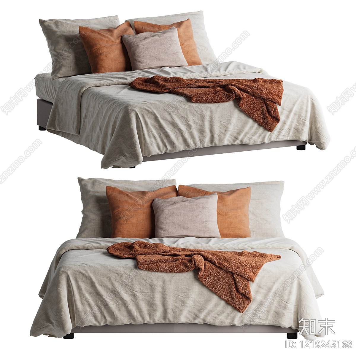 侘寂床品3D模型下载【ID:1219245168】