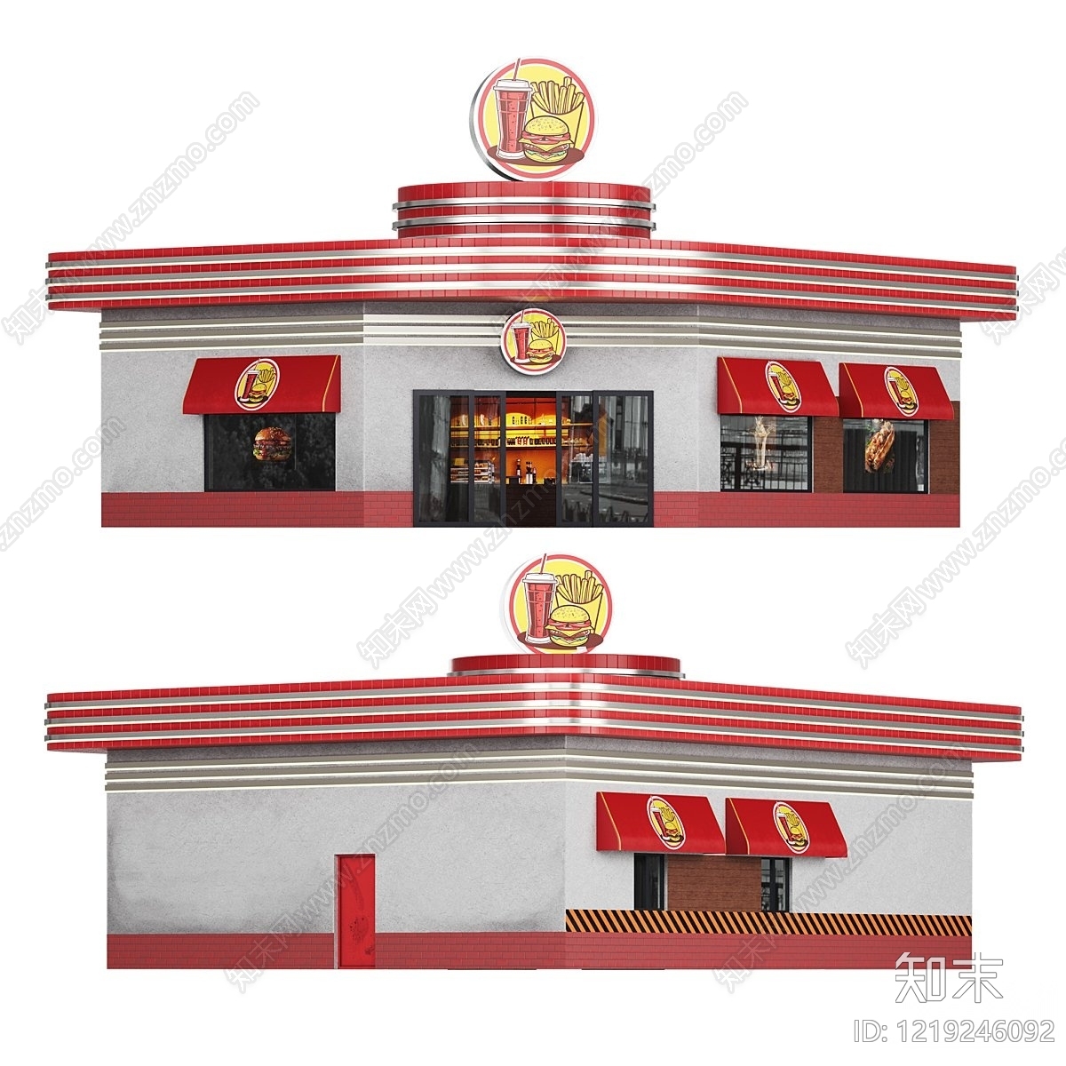 美式复古餐饮建筑3D模型下载【ID:1219246092】