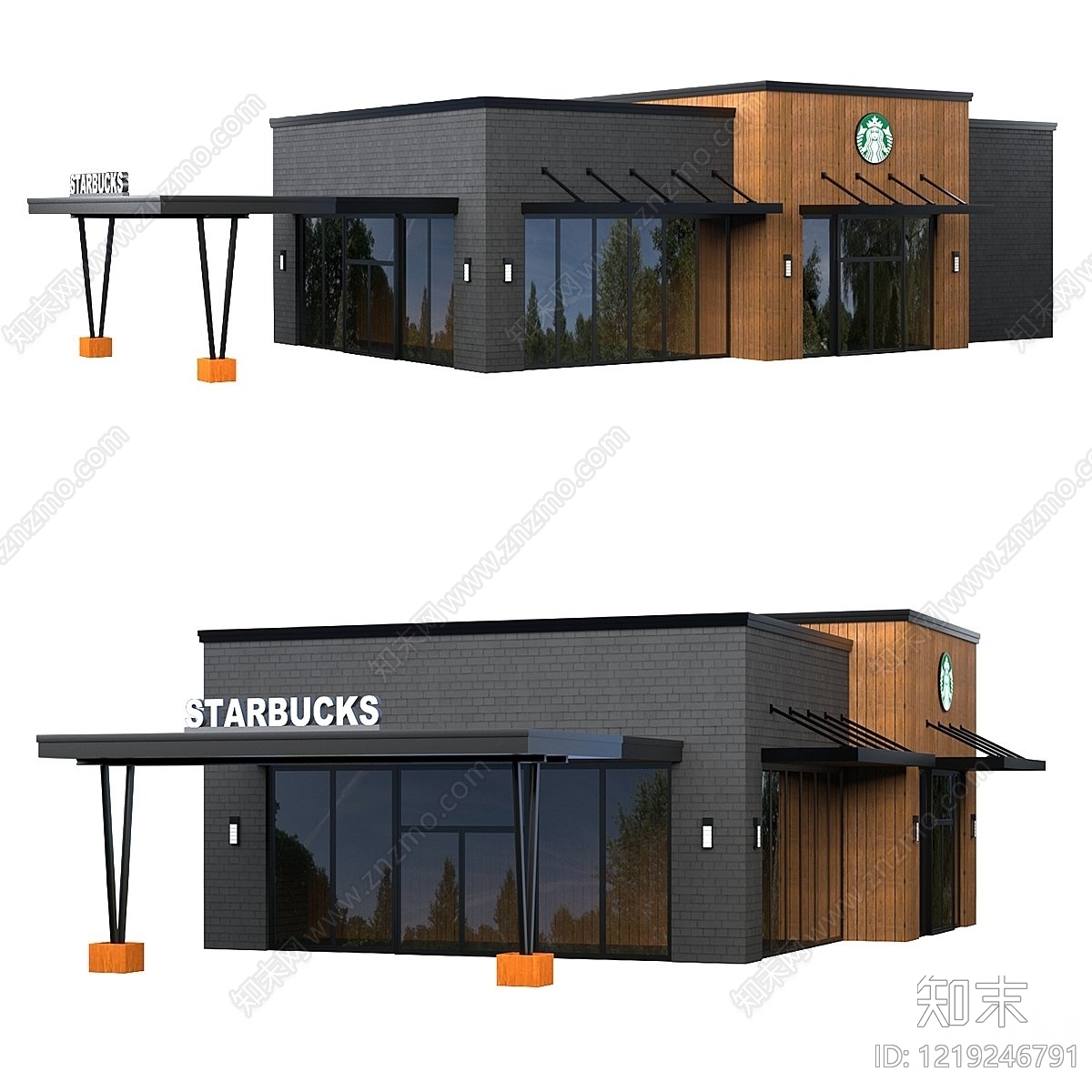 现代主义餐饮建筑3D模型下载【ID:1219246791】