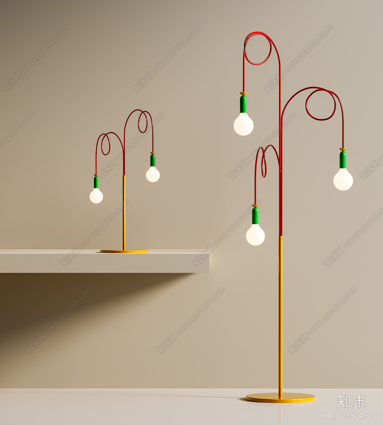 孟菲斯风格灯具组合3D模型下载【ID:1219249217】