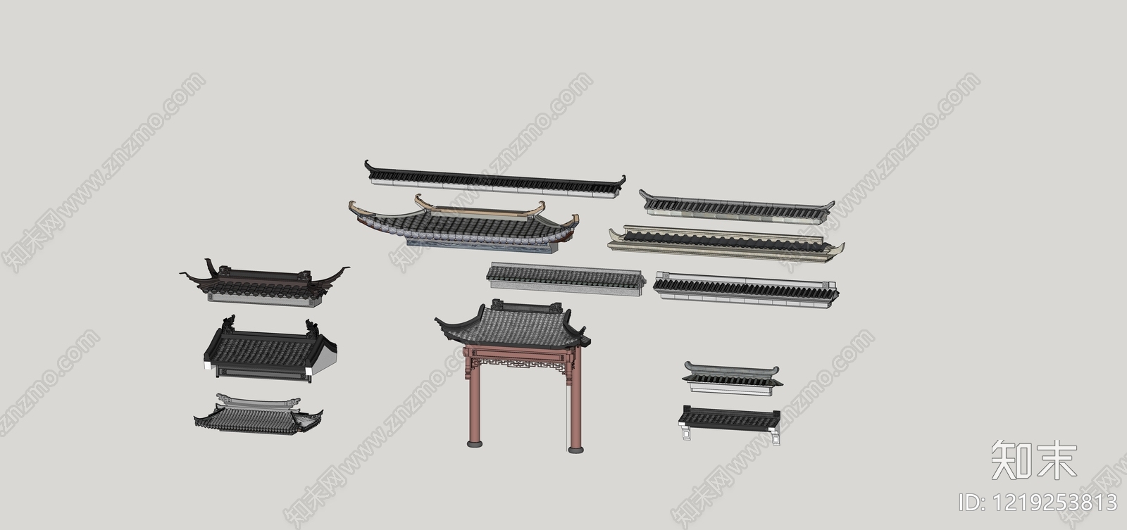 中式古建筑SU模型下载【ID:1219253813】