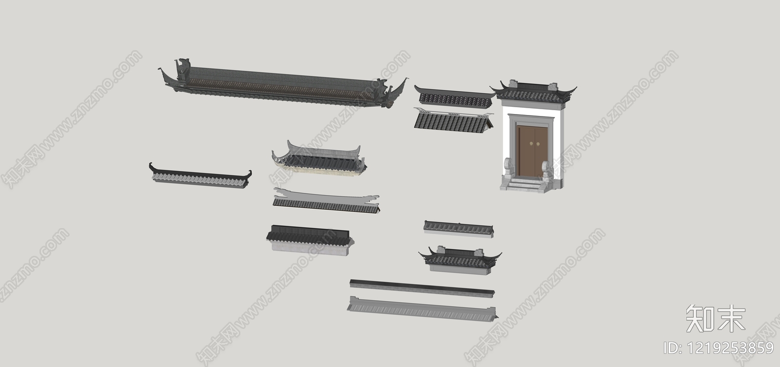 中式古建筑SU模型下载【ID:1219253859】