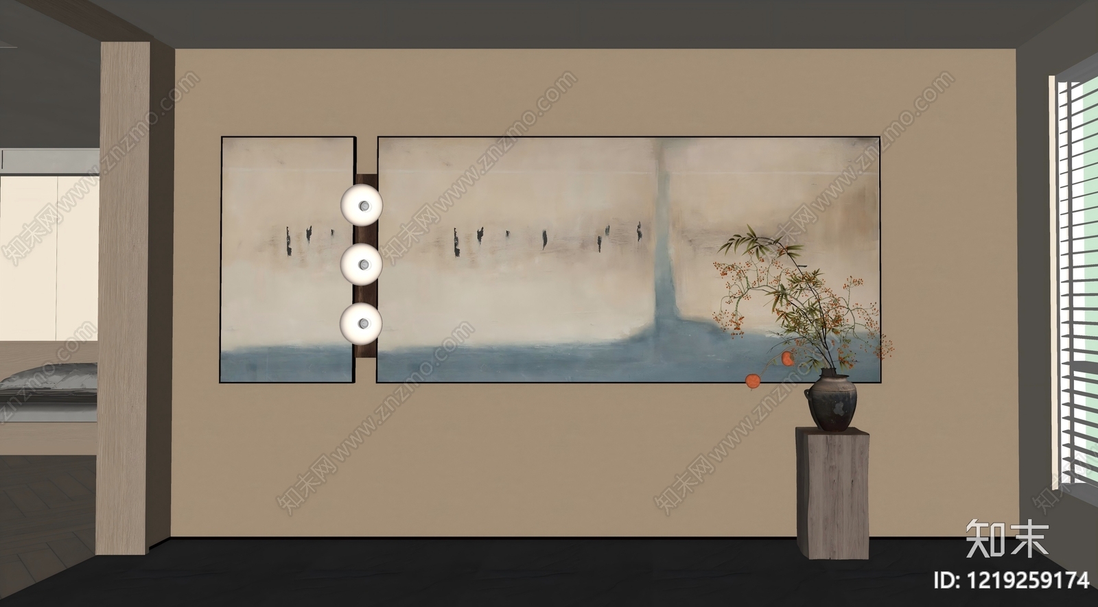 侘寂装饰画SU模型下载【ID:1219259174】