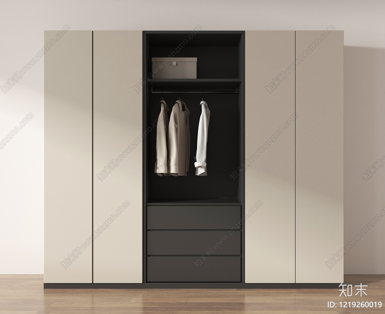 极简衣柜3D模型下载【ID:1219260019】