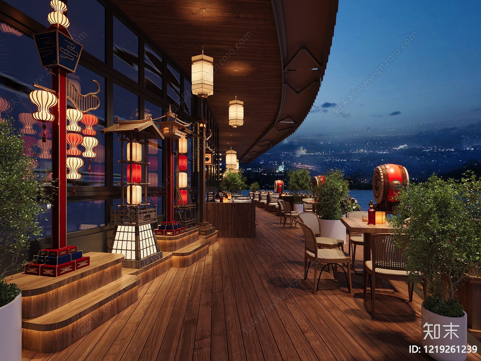 新中式中餐厅3D模型下载【ID:1219261239】