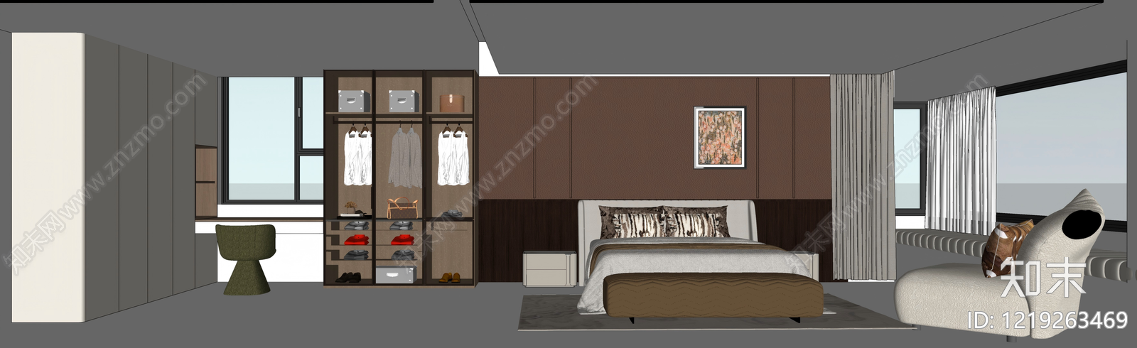 现代轻奢主卧SU模型下载【ID:1219263469】