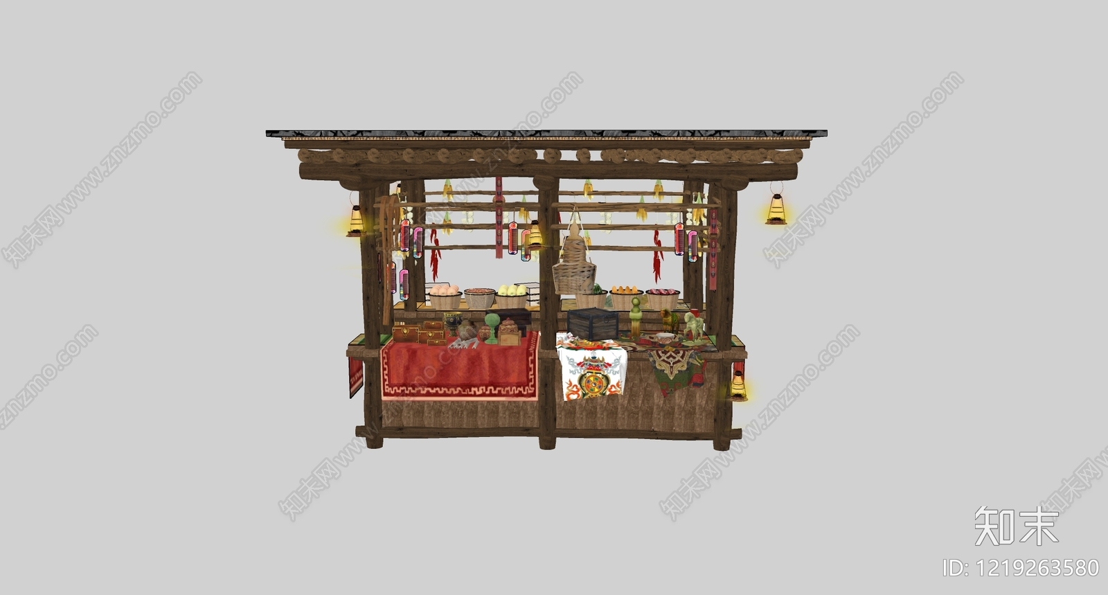 藏式传统风格食品展台SU模型下载【ID:1219263580】