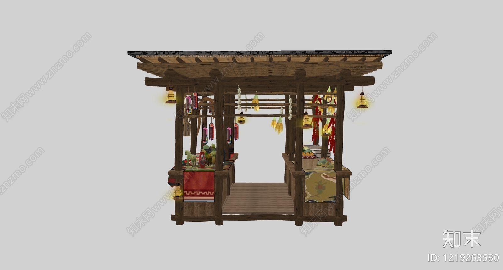 藏式传统风格食品展台SU模型下载【ID:1219263580】