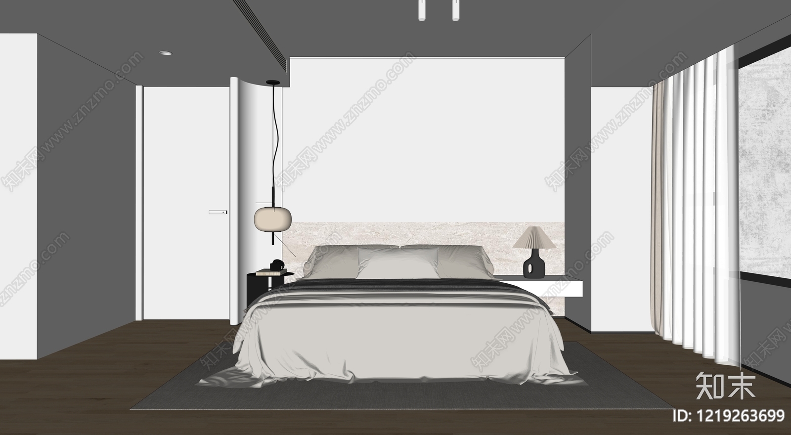 极简家居卧室SU模型下载【ID:1219263699】