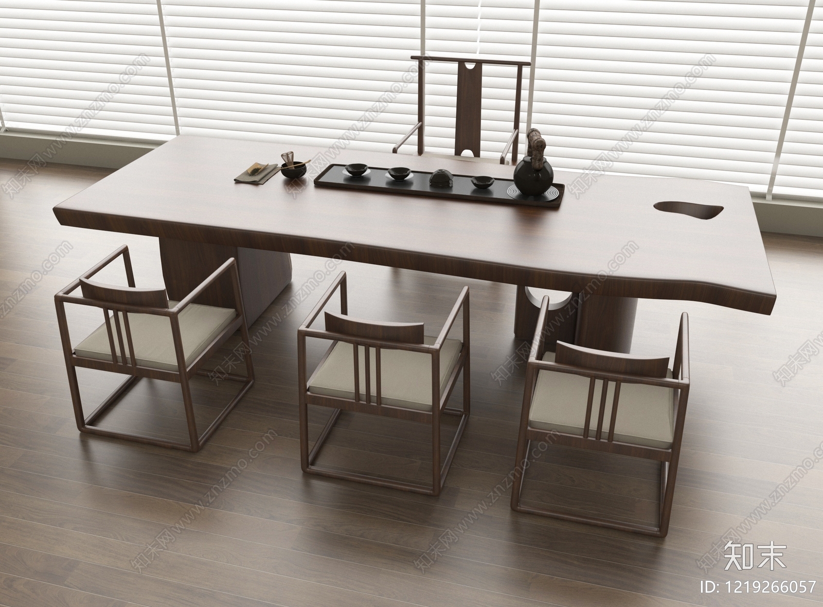 新中式茶桌椅3D模型下载【ID:1219266057】