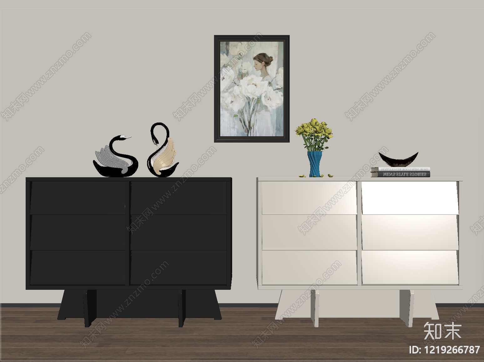 现代简约斗柜SU模型下载【ID:1219266787】