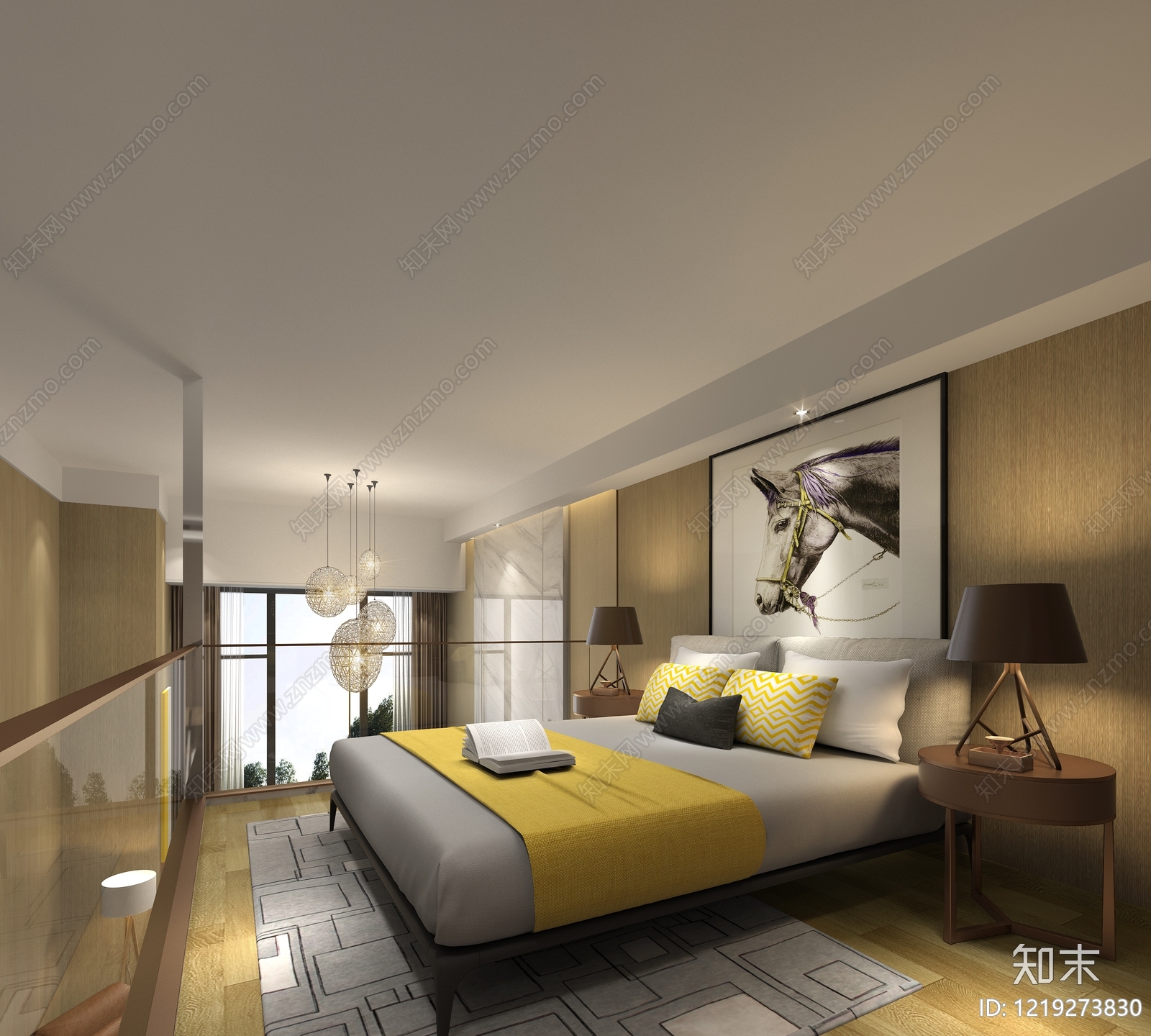 现代简约公寓3D模型渲染效果图