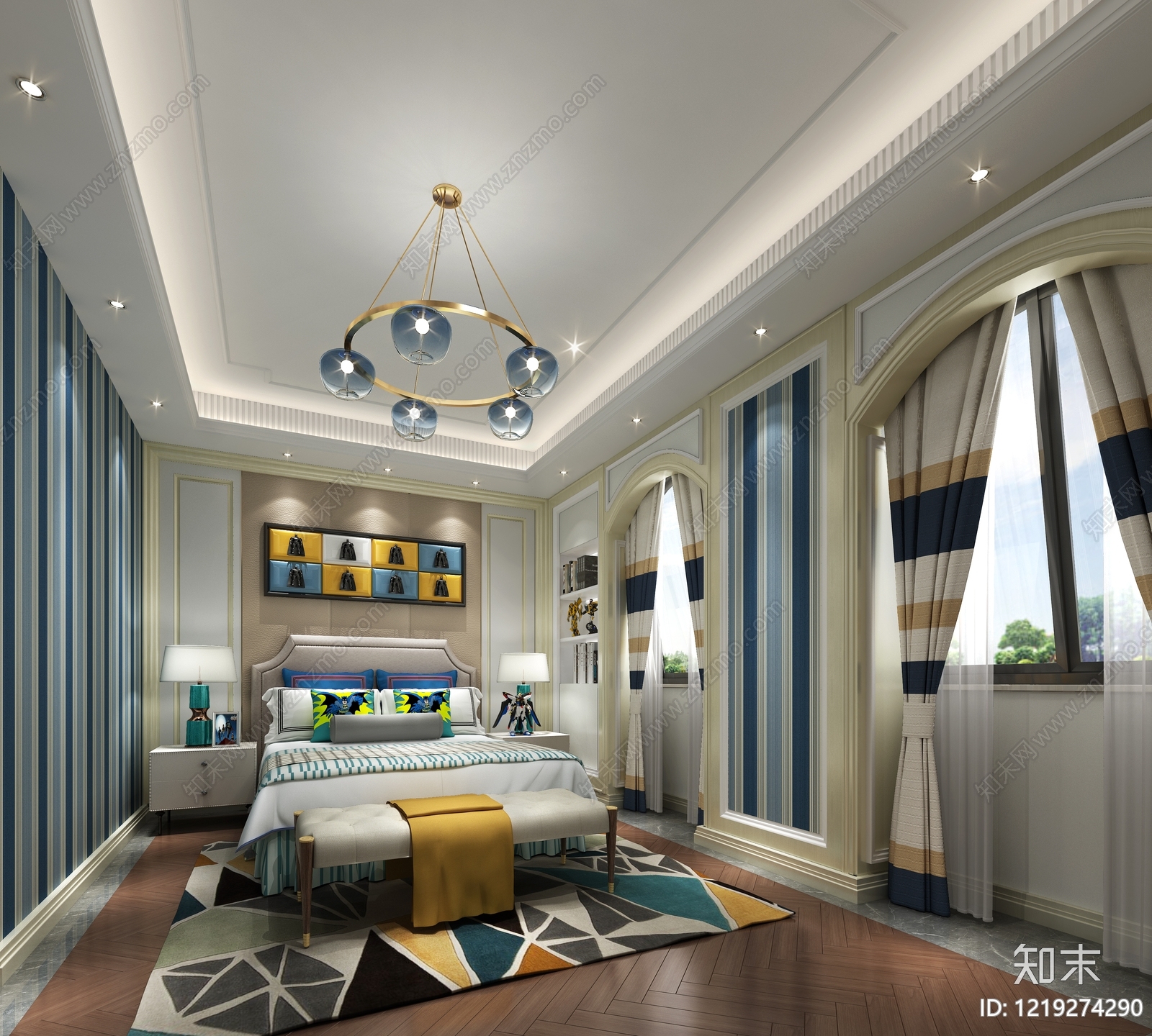 美式主卧3D模型下载【ID:1219274290】