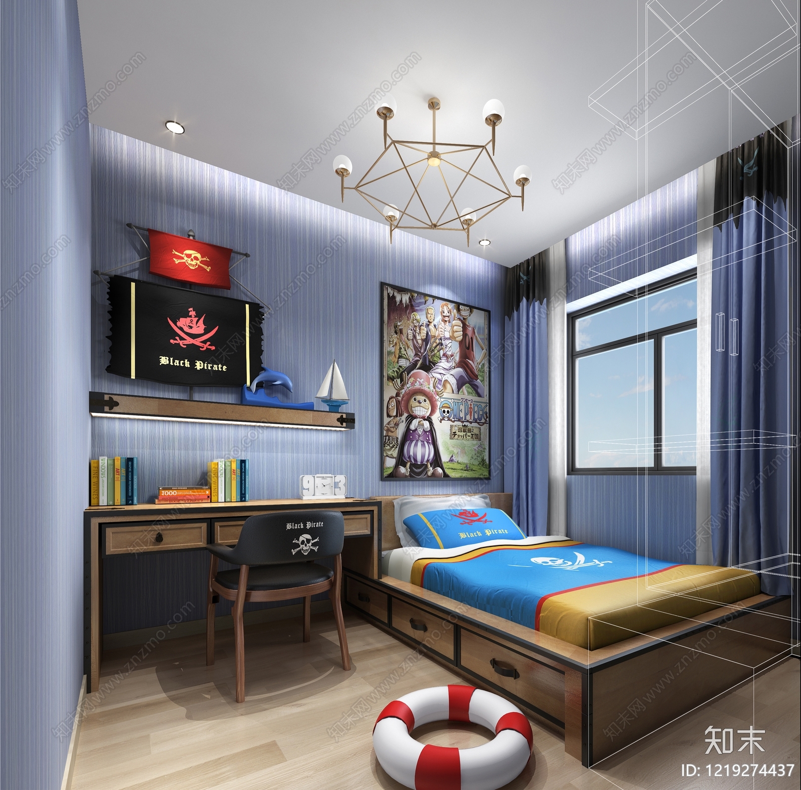 主题化童趣风男孩房3D模型下载【ID:1219274437】
