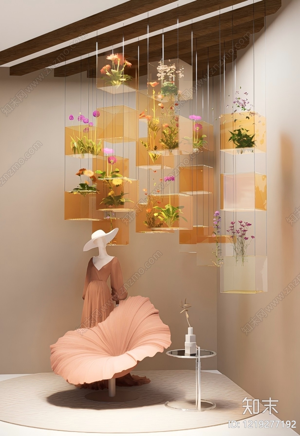 奶油风服装展厅SU模型下载【ID:1219277192】