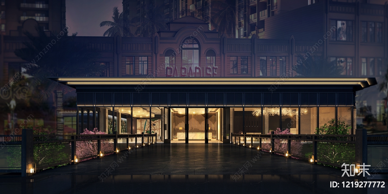 新中式酒店大堂3D模型下载【ID:1219277772】