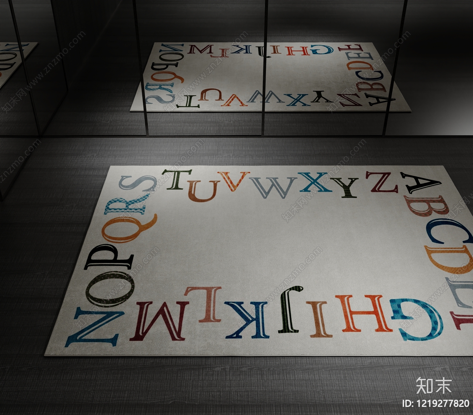 现代简约儿童地毯3D模型渲染效果图