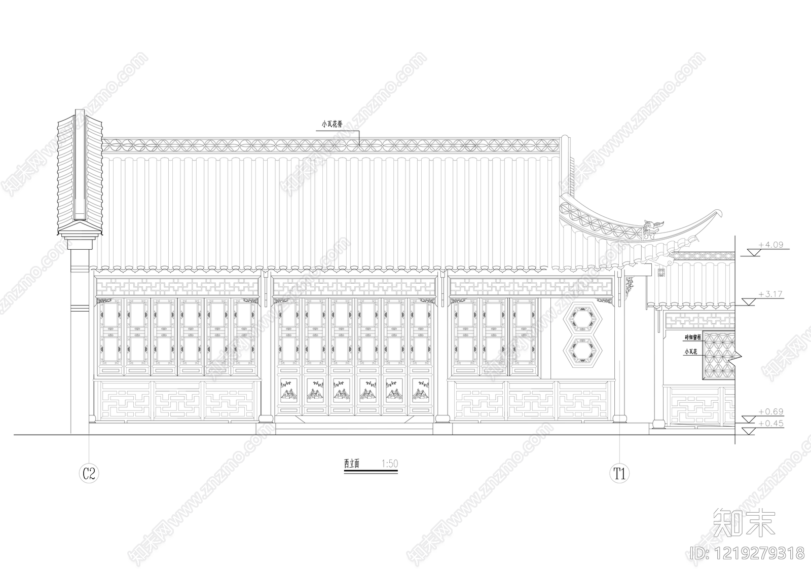 仿古建筑cad施工图下载【ID:1219279318】