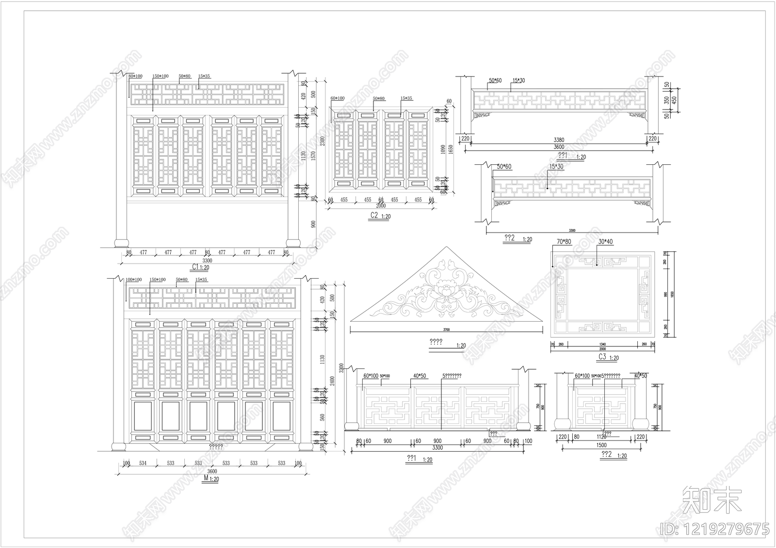 仿古建筑cad施工图下载【ID:1219279675】