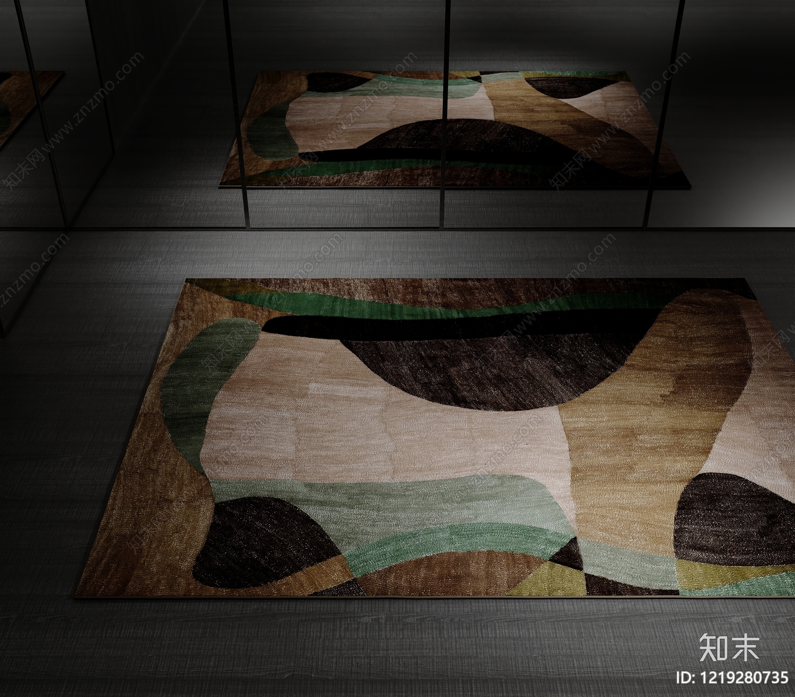 意式极简儿童地毯3D模型渲染效果图