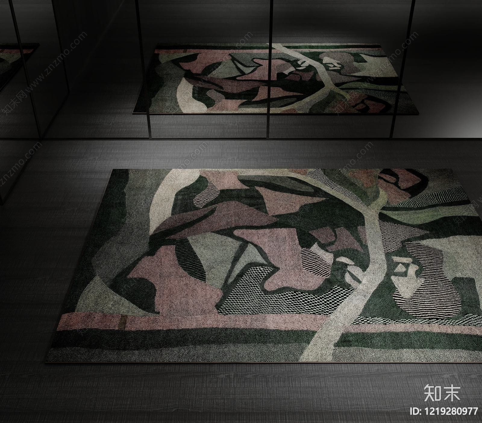 现代抽象儿童地毯3D模型渲染效果图