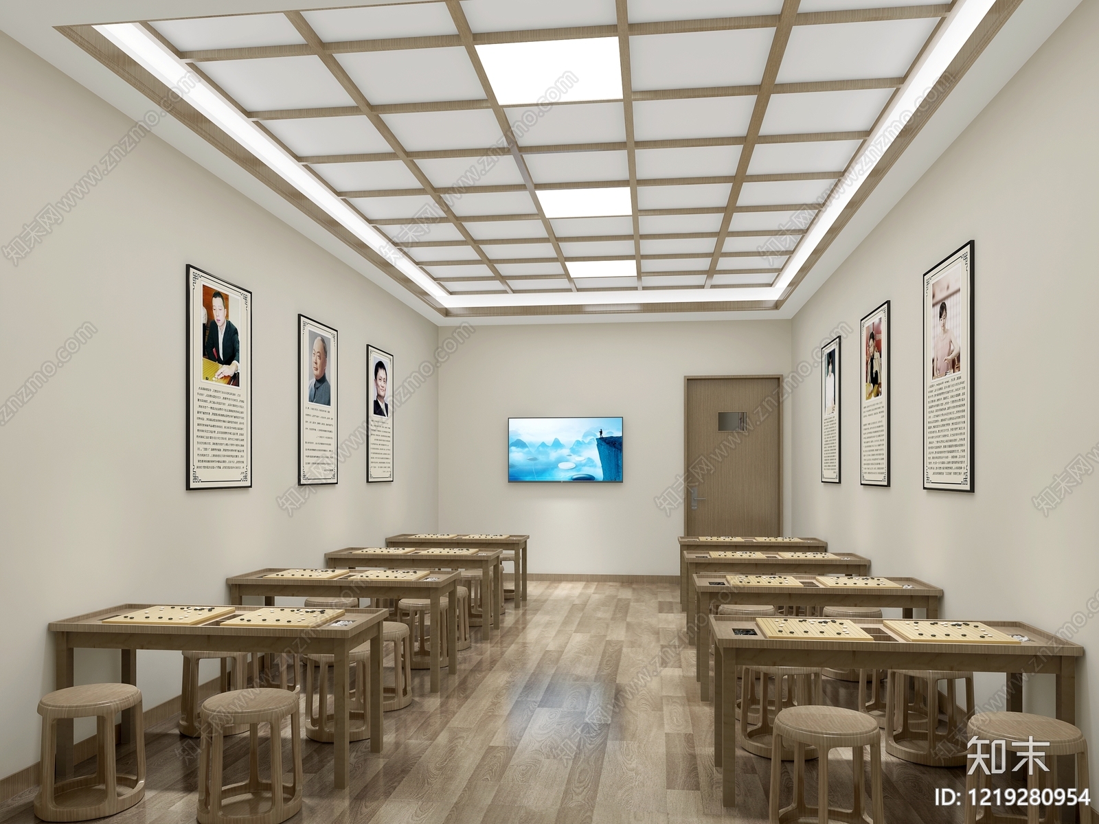 新中式教室3D模型下载【ID:1219280954】