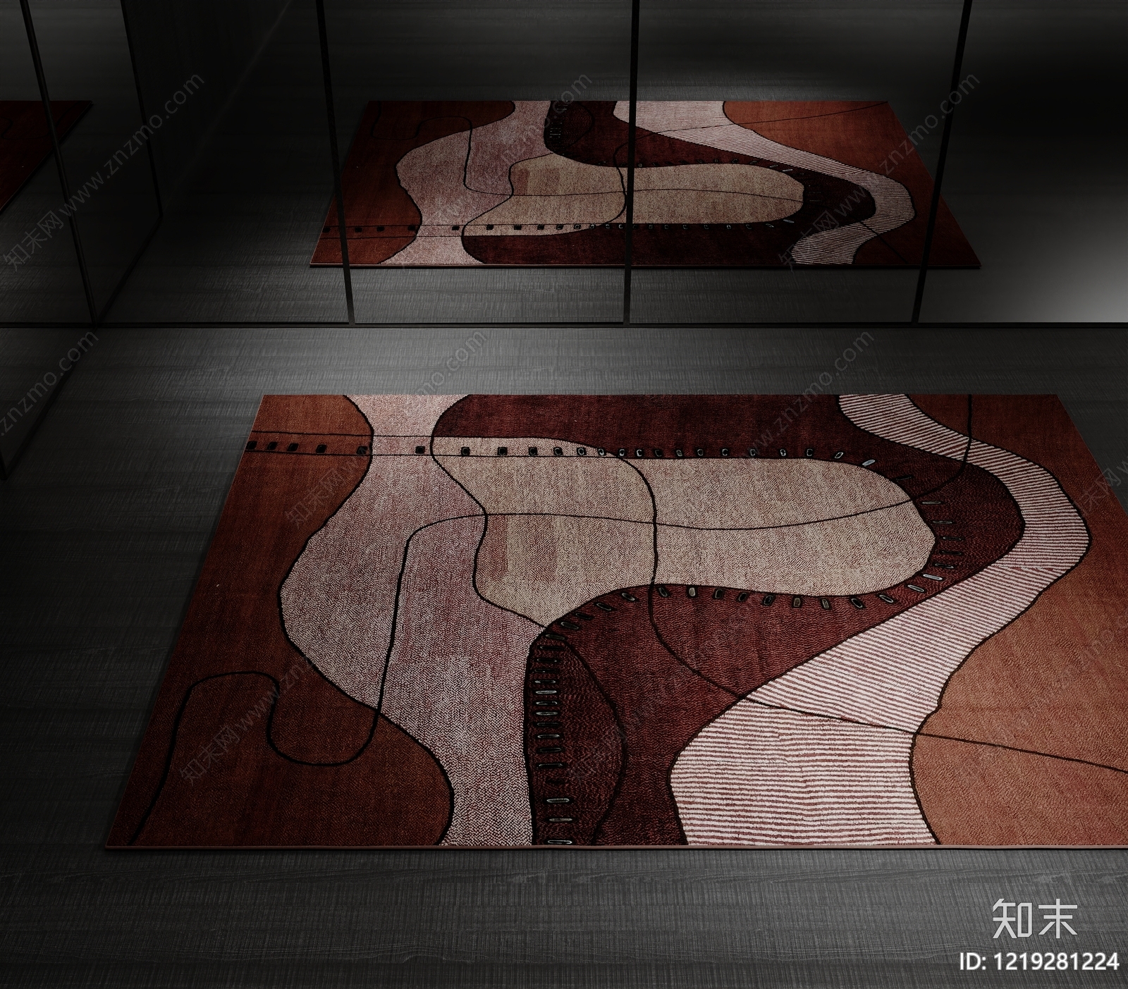 意式极简儿童地毯3D模型渲染效果图