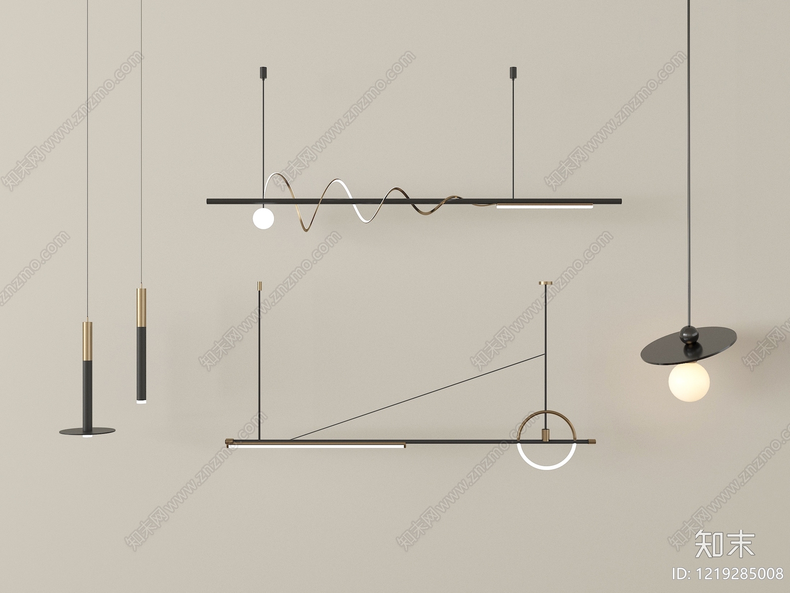 极简灯具组合3D模型下载【ID:1219285008】