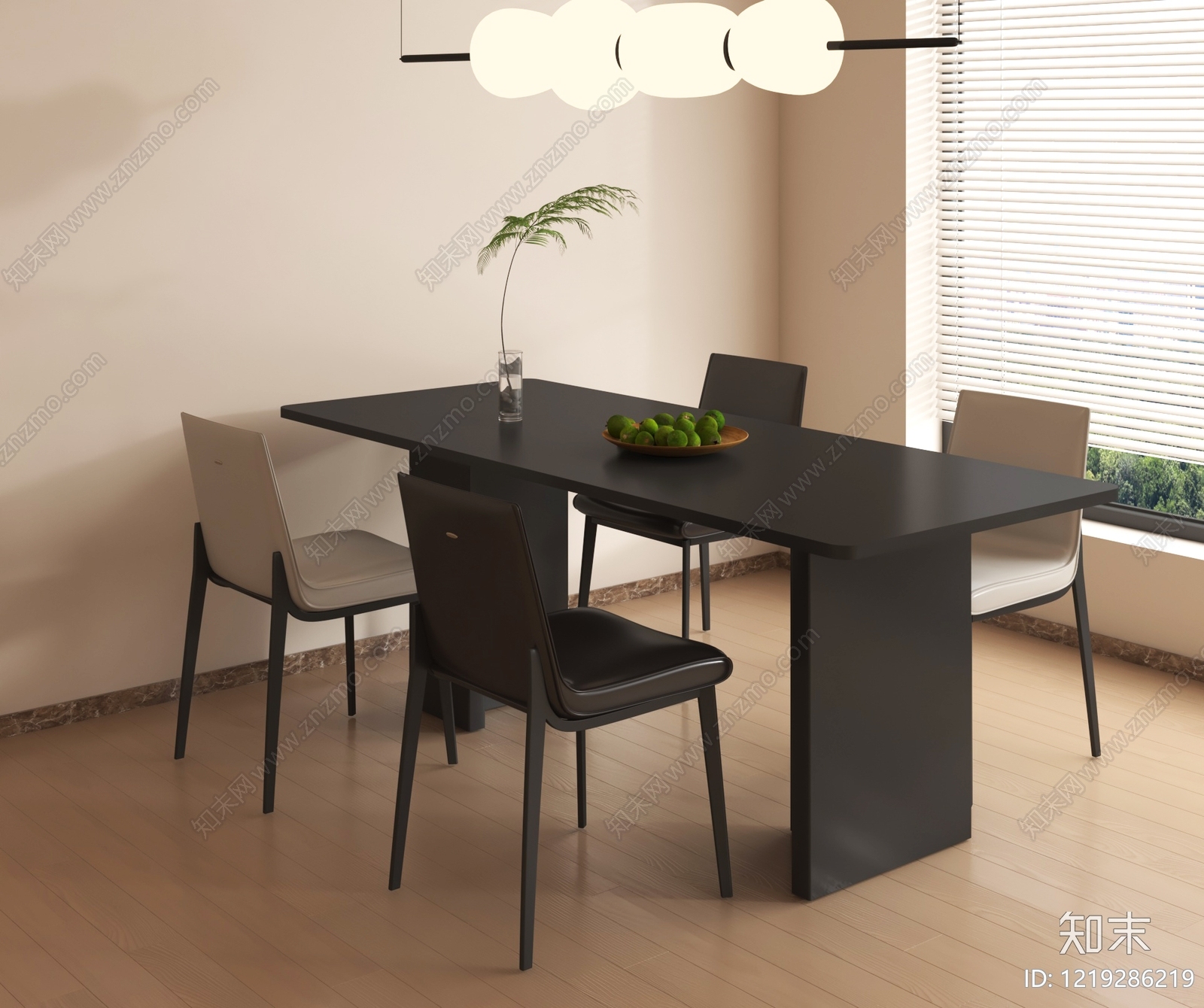 极简餐桌椅3D模型下载【ID:1219286219】