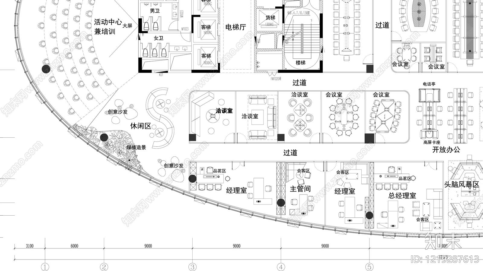 整体办公空间cad施工图下载【ID:1219287613】