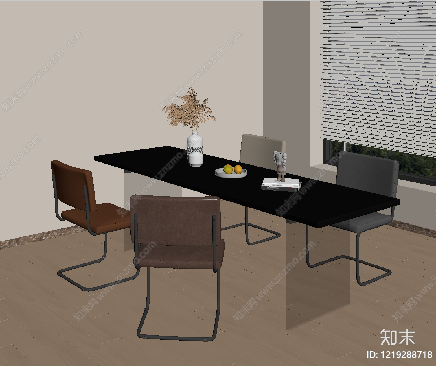 极简餐桌椅SU模型下载【ID:1219288718】