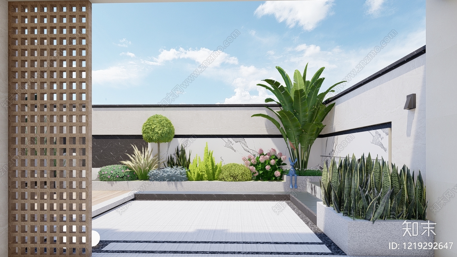 现代简约屋顶花园SU模型下载【ID:1219292647】