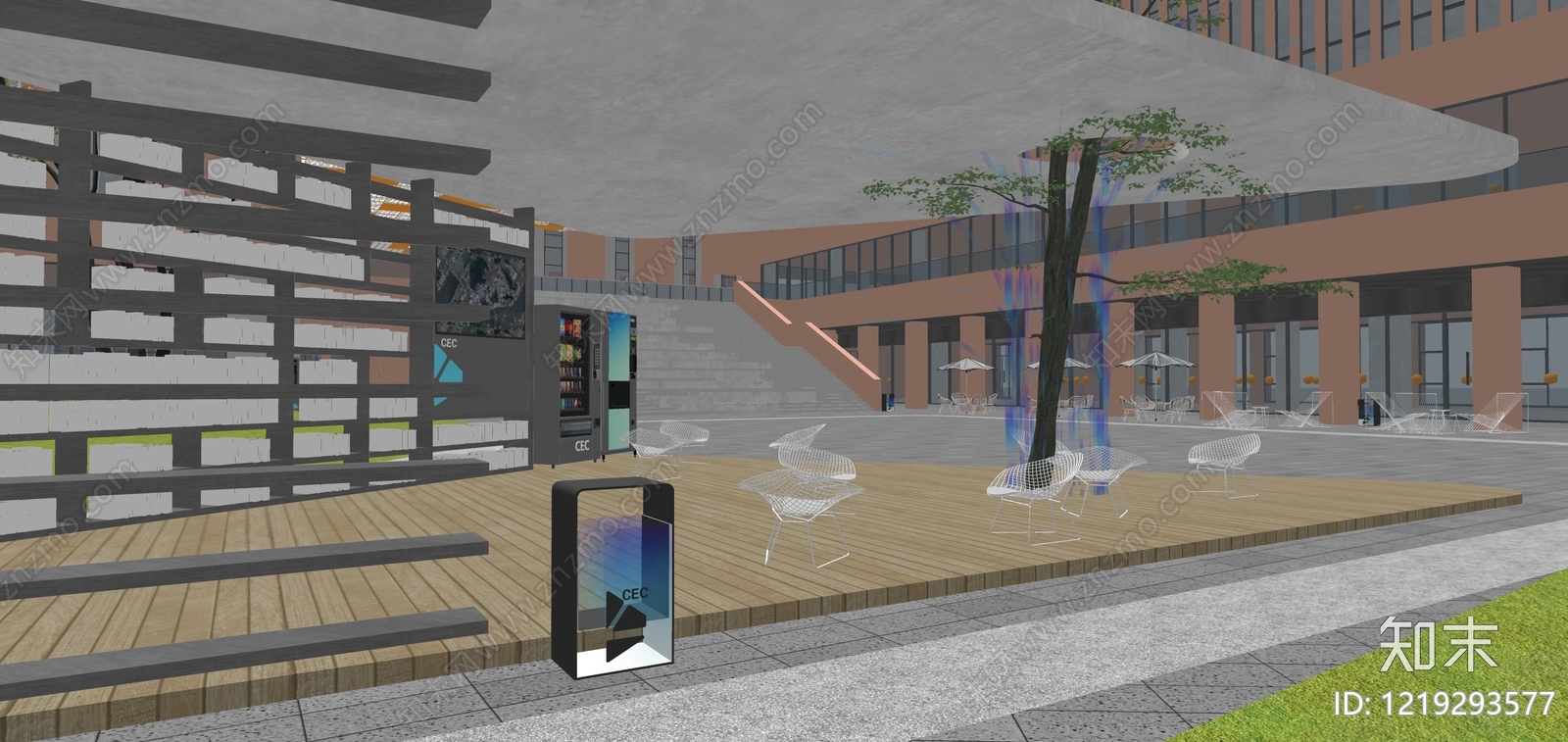 现代主义商业综合体景观SU模型下载【ID:1219293577】