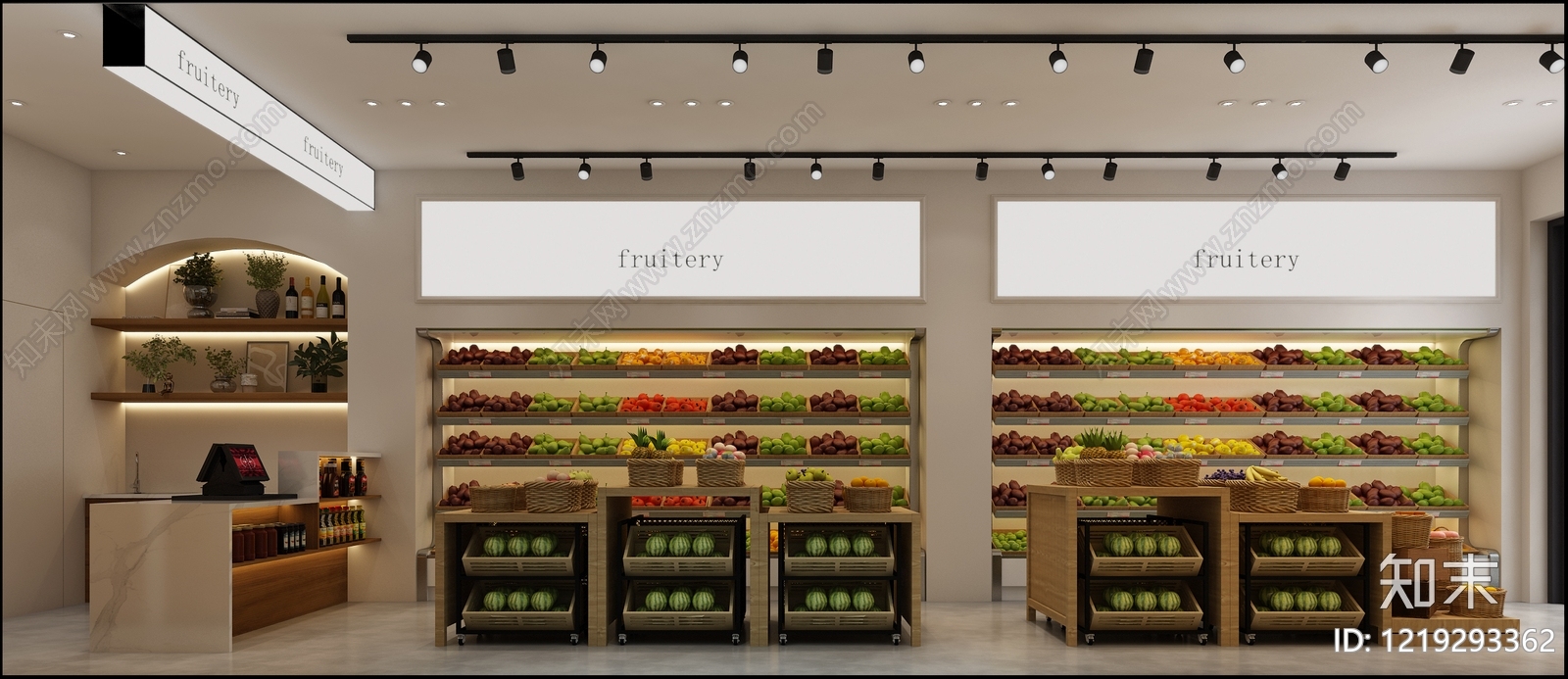 现代简约水果店3D模型渲染效果图