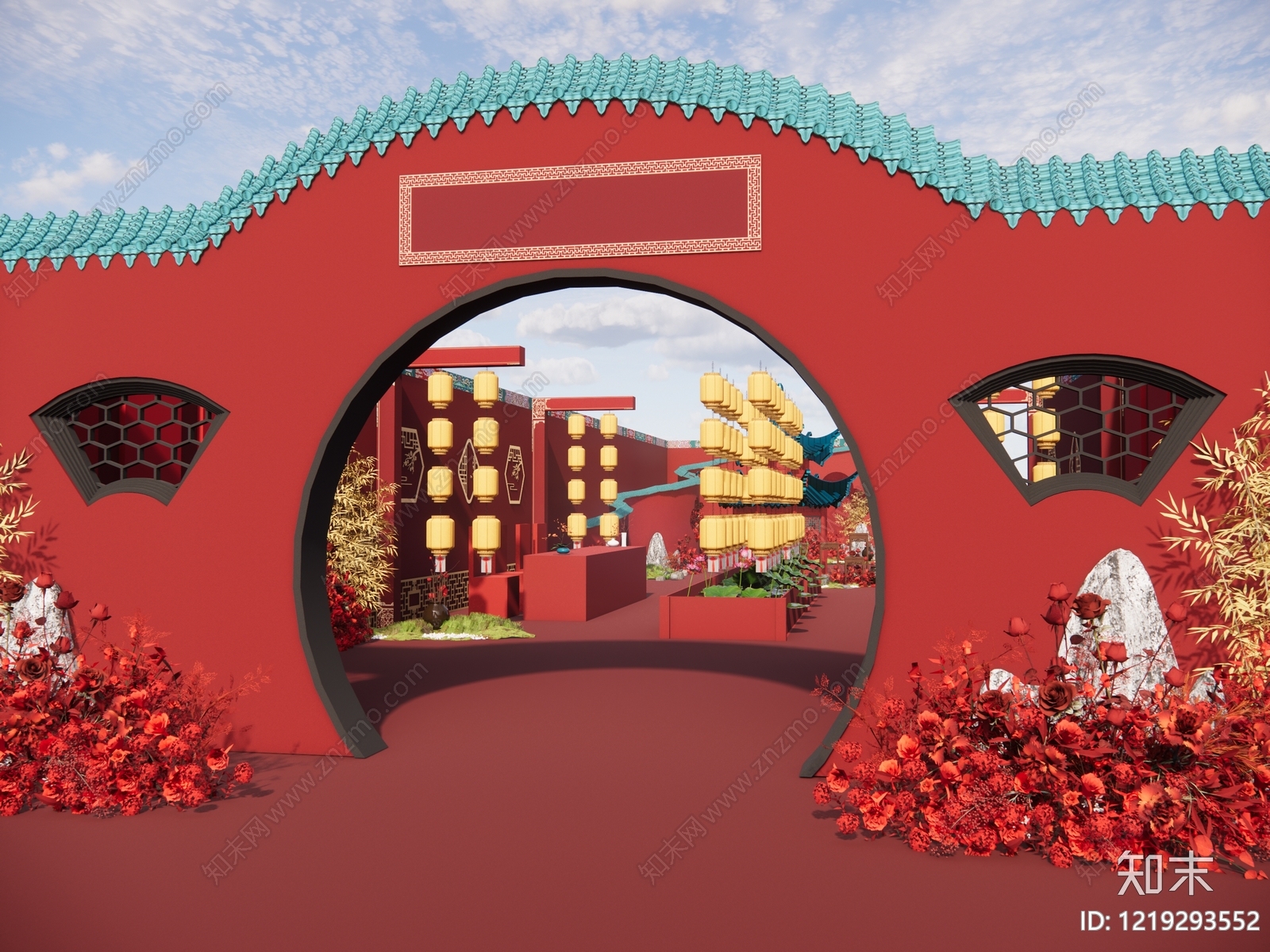 新中式美陈SU模型下载【ID:1219293552】