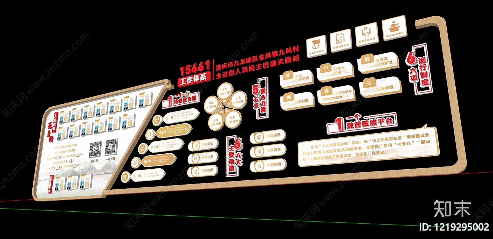 新中式其他党政展厅文化墙SU模型下载【ID:1219295002】