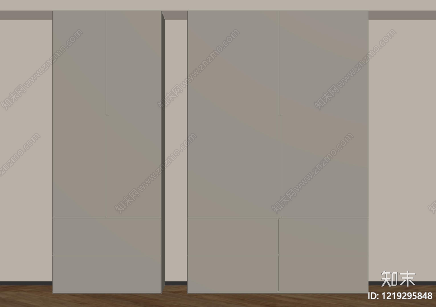极简衣柜SU模型下载【ID:1219295848】
