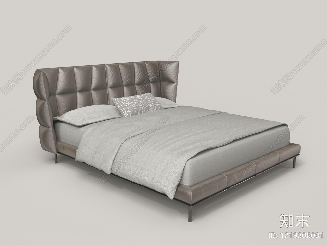 意式极简双人床3D模型下载【ID:1219306001】