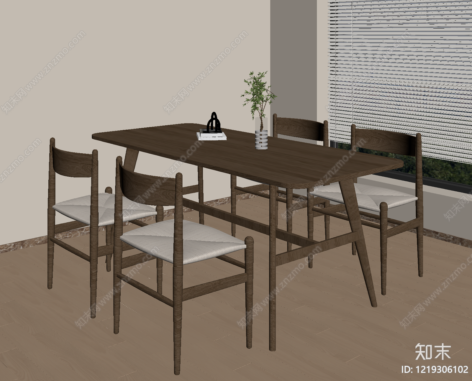 北欧餐桌椅SU模型下载【ID:1219306102】