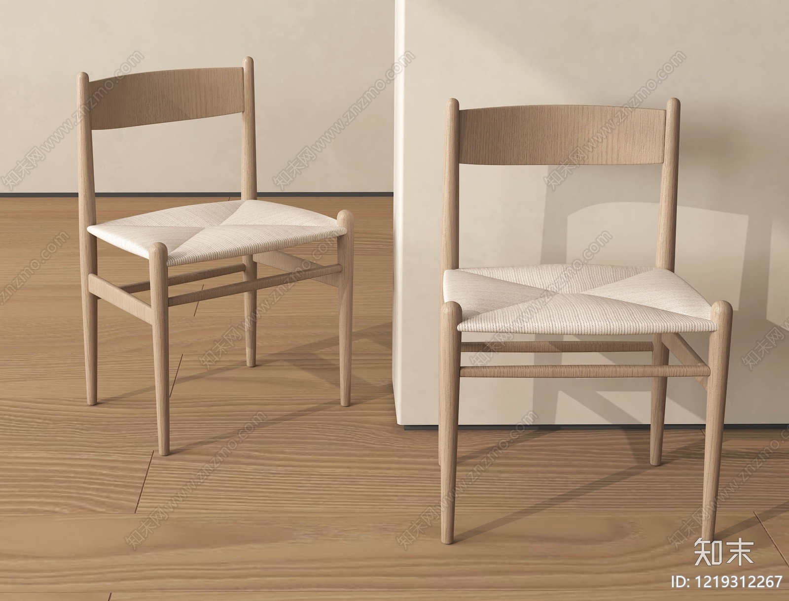 日式餐椅3D模型下载【ID:1219312267】