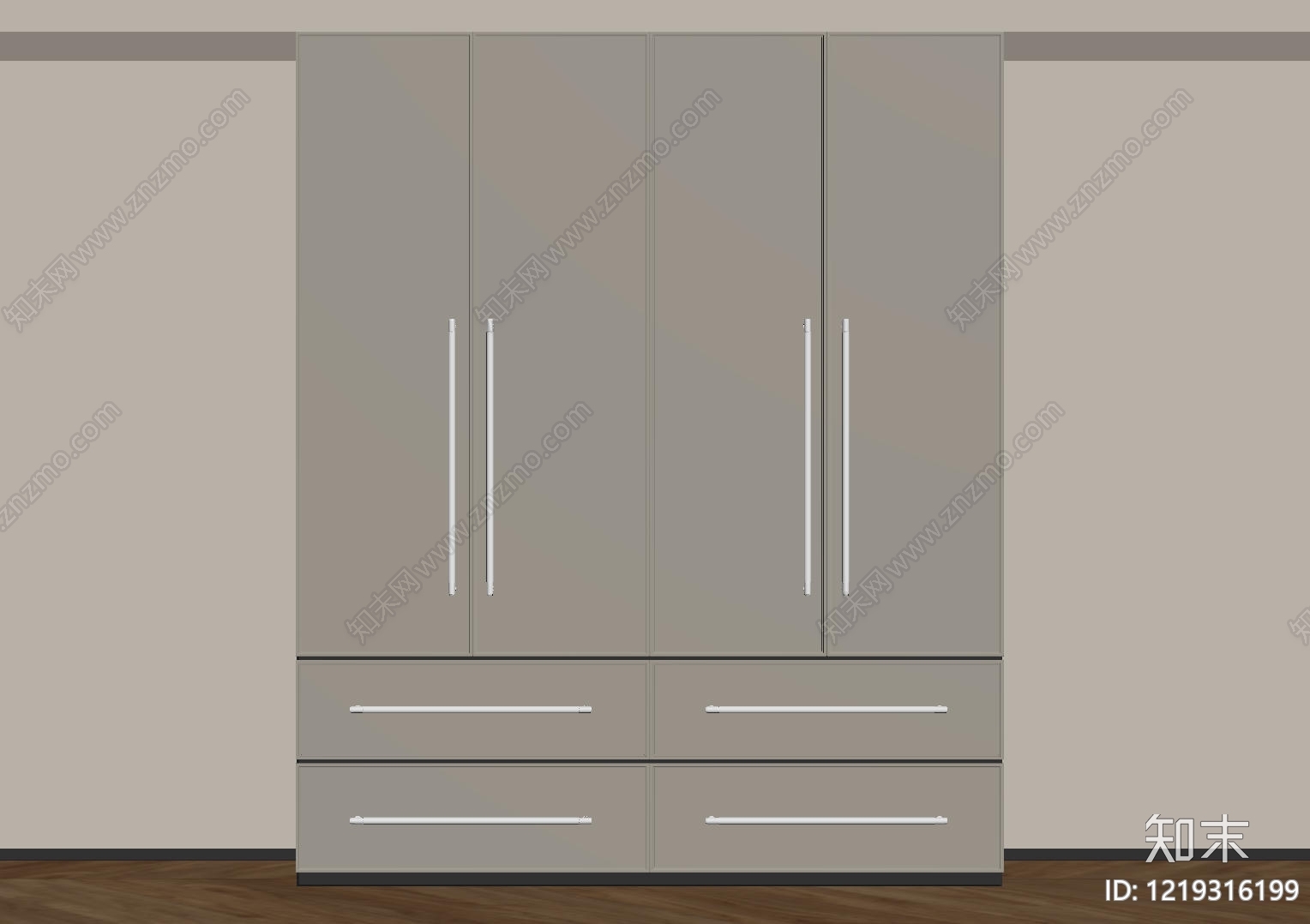 极简衣柜SU模型下载【ID:1219316199】