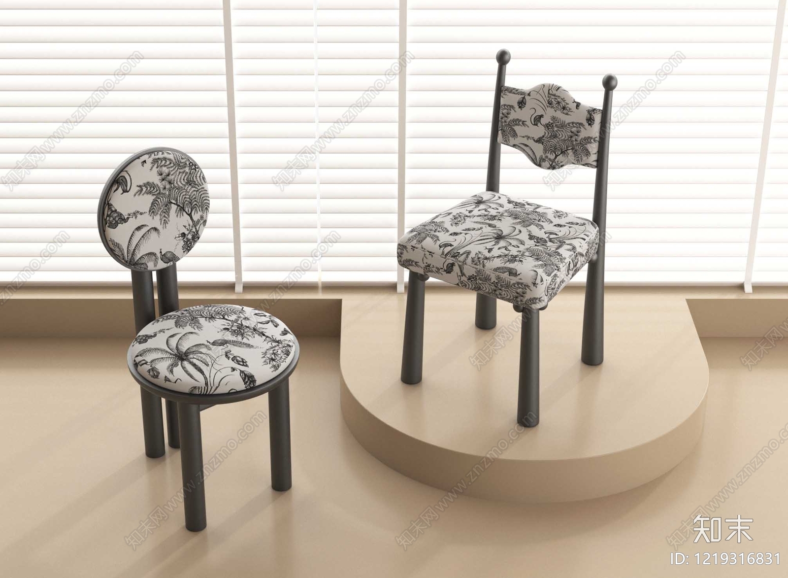 法式餐椅3D模型下载【ID:1219316831】